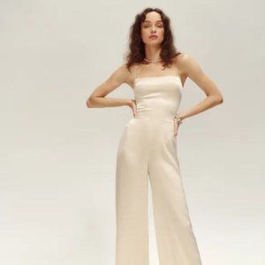 Reformation Sage Silk Jumpsuit